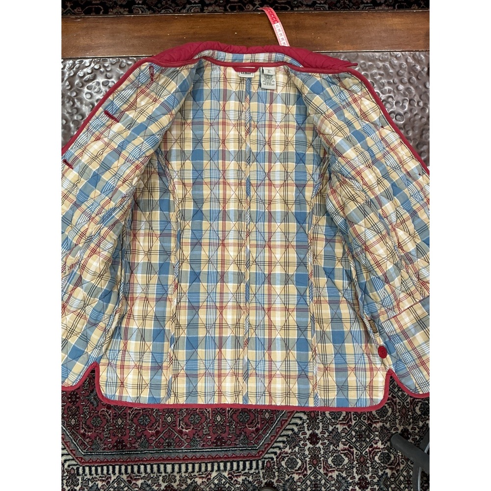 L.L. Bean Quilted Chore Coat, Red, Plaid Lining, Medium, Vintage, Insulated - Picture 10 of 15